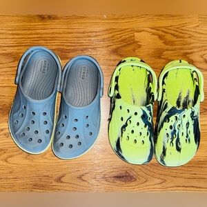 CROCS Gray/White & Aldi Neon Yellow